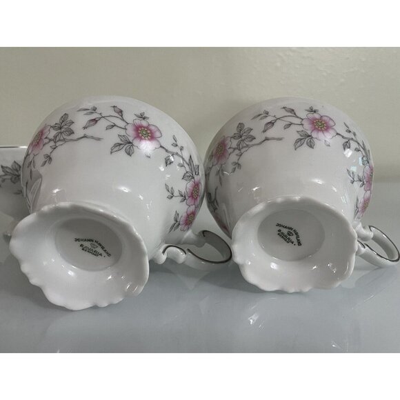 Vintage Johann Haviland Bavaria Germany, Set of 4 Teacups, White w/ Pink Floral - Picture 10 of 12